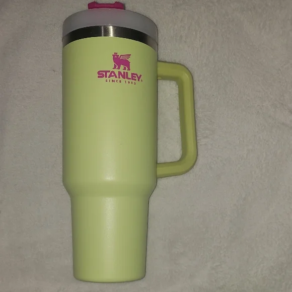 Stanley 40 Oz. Neon Green Travel Mug with Pink Accents - Picture 7 of 8